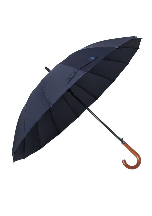 Navy 16 bone wood handle umbrella