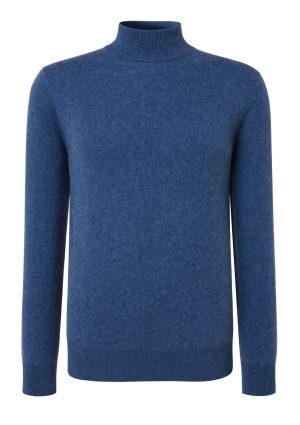 DH Cashmere Turtle Neck-Indigo Melange Cashmere Turtle Neck