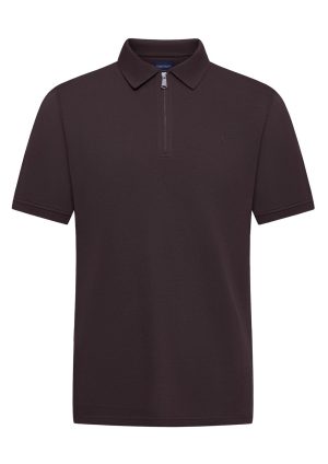 DH-DM Zip Polo-Dark Chocolate-Front DM Zip Polo