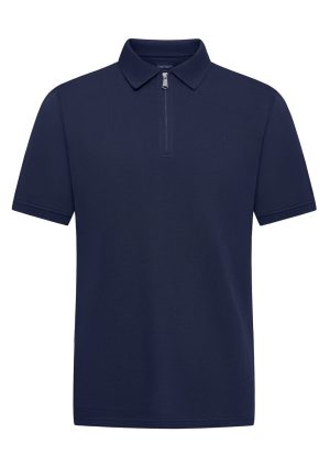 DH-DM Zip Polo-Navy-Front DM Zip Polo