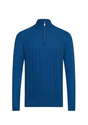 Douglas Hayward Cashmere Q Zip Cable-Ocean-Front Cashmere Q Zip Cable