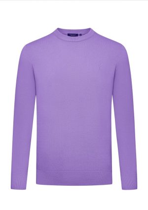 Douglas Hayward Cotton Crew-Lilac-Front Cotton Crew