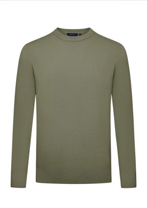 Douglas Hayward Cotton Crew-Safari Sage-Front Cotton Crew