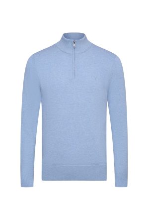 Douglas Hayward Cotton Q Zip-Sky-Front Cotton Q Zip