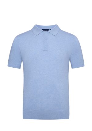Douglas Hayward Cotton SS Polo-Sky-Front Cotton SS Polo